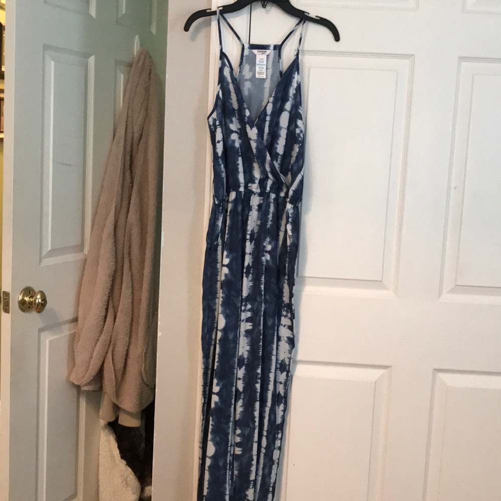 Blue and White Tye Dye Jumpsuit